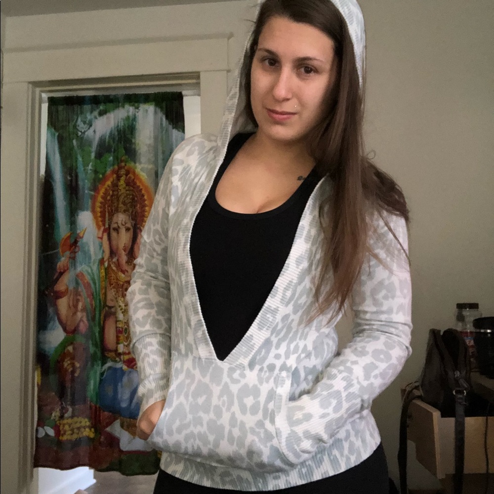 Animal Print Deep V Fashion Hoodie